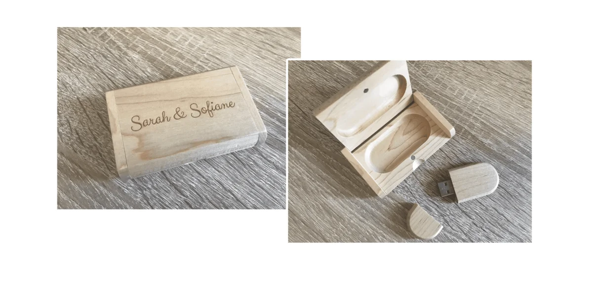 Montage d'un boitier et d'une clé USB personnalisée pour des mariages PAR Guillaume Witzer vidéaste dans l'Aube